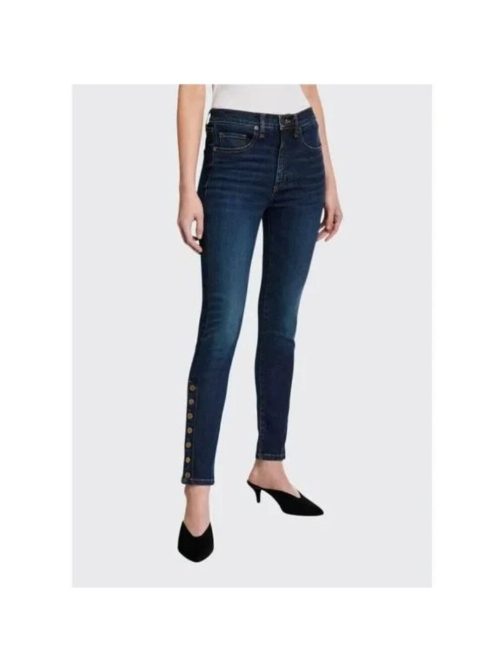 Veronica Beard Debbie High Rise Skinny Jeans W Snap Button Ankle Vent 24 00 EUC